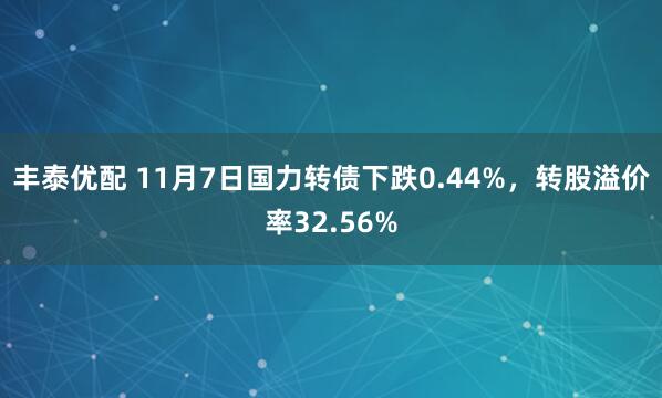 丰泰优配 11月7日国力转债下跌0.44%，转股溢价率32.56%