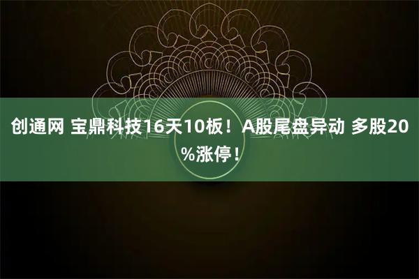 创通网 宝鼎科技16天10板！A股尾盘异动 多股20%涨停！